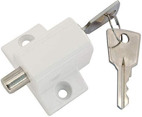 Sliding Patio Door Locks. Security Bolt / Catch for Windows or Doors - White