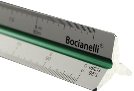 Bocianelli Maßstab Lineal 30 cm Aluminium Dreikantmaßstab Maßstabslineal 1:10 1:20 1:25 1:30 1:40 1:50 1:100 1:200 1:250 1:300 1:400 1:500 Metall Lineal 30cm für Architekt oder Ingenieur