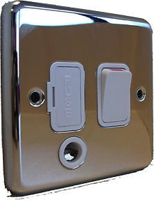 Deta 1915CHW Switched Spur Connection Unit with Flex Outlet 13 Amp Polished Chrome/White Insert
