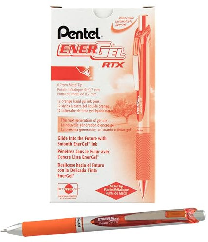Pentel EnerGel XM BL77 Gelschreiber mit Druckmechanik, orange (12 Stück)