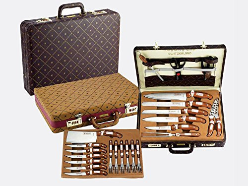 Euroricami Viterbo Set Utensili da Cucina Royalty Line 25 Pezzi con Valigia in Pelle