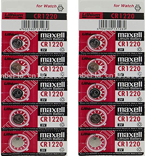 Maxell CR1220 Lot de 2 piles bouton au lithium pour montre 3 V