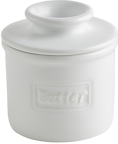 The Original Butter Bell Crock by L. Tremain, Cafe Matte Collection - White Matte
