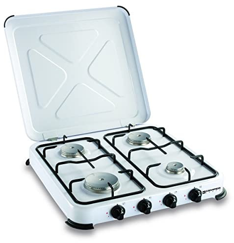 Kemper Kochplatte, mobiler Gasgrill, 4 Kocher, 4650 W, Weiß, lackiert