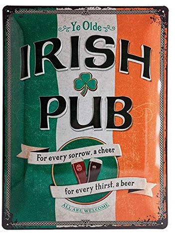 Nostalgic-Art Retro Blechschild Irish Pub – Geschenk-Idee als Bar-Zubehör, aus Metall, Vintage-Design zur Dekoration, 30 x 40 cm