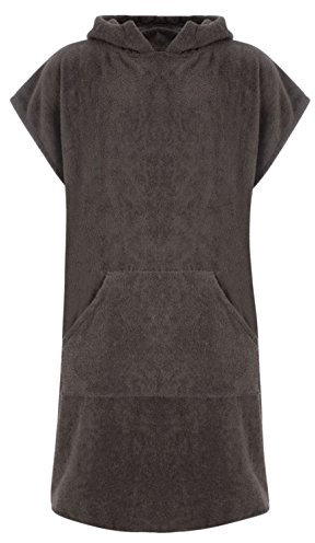 Adore Erwachsene 100% Baumwolle Bademantel Poncho mit Tasche Herren & Damen Frottiermantel Umkleidemantel Handtuch Schwimmen Surfen - S/M, Schiefer (mit Taschen)