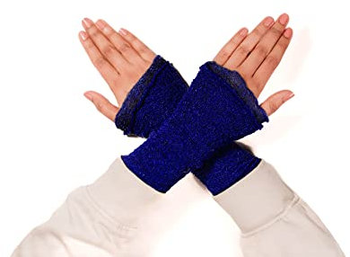 Aga's Own Warmers for Women – Fingerlose Handwärmer – Handschuhe für drinnen und draußen, fingerlose Handschuhe - Armwärmer - Goth Accessoires – Blau