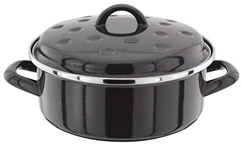 Judge JS37 Enamel Roasting Tin with Lid, 24x7cm, 3L Oven Dish, Roasting Tray & Hot Pot, Casserole Dishes with Lids Oven Proof - 5 Year Guarantee