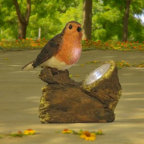 Dapo LED-Solar-Außen-Garten-Figur-Leuchte-Lampe BAUMSTAMM Vogel, IP44, Maße: 12 x 7 x 13 cm, Mauer-Fensterbank-Treppen-Terrassen-Balkon-Leuchte-Lampe