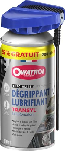OWATROL-TRANSYL® - Dégrippant et Lubrifiant Multifonction Aérosol - 250ML | Dégrippant serrure et mécanismes rouillés - Dissout les résidus, lubrifie les assemblages - Action rapide en profondeur