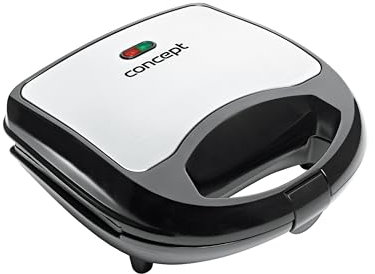 Concept Electrodomésticos SV3031 Sandwichera con Placas cuadradas, de Acero Inoxidable, 700 W, Gris y Negro