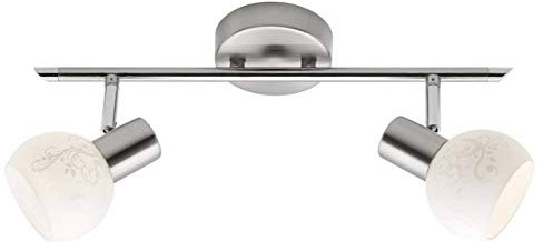 Brilliant Lampe Bona Spotrohr 2flg eisen/weiß | 2x D45, E14, 40W, geeignet für Tropfenlampen (nicht enthalten) | Köpfe schwenkbar