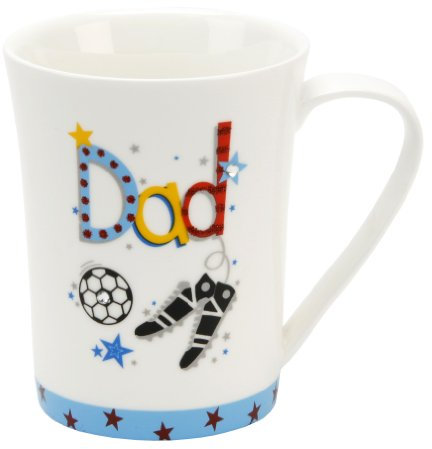 Dad Ceramic Mug with foil & crystal design - football