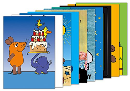 Postkarten MIX aus 10 Karten Pippi, Maulwurf, Maus & Co - Motiv: 10 Kindergeburtstags-Karten - Anlass: Geburtstag - Künstler / Verlag: MAUS, PIPPI LANGSTRUMPF, MAULWURF, PEANUTS – MIX SET Nr. 1