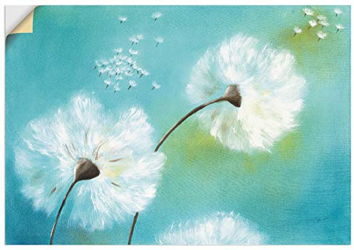 ARTland Wanddeko Wandtattoo selbstklebende Vinylfolie 100x70 cm Pusteblume Blumen Landhaus Shabby Chic Malerei Botanik Türkis T4RF