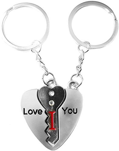 TRIXES Paire de Porte-Clés Je t'Aime avec une Clé dans un Coeur