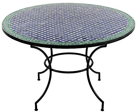 albena Marokko Galerie 15-100 Fassia Marokkanischer Mosaiktisch ø120cm rund (Fassia: blau/grün/Natur)