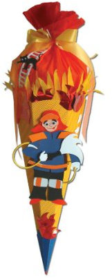 ROTH Feuerwehr SCHULTÜTE ZUCKERTÜTE rund gebastelt 72cm Kinderland
