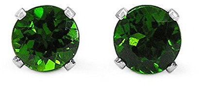 Schmuck-Schmidt-Ohrstecker/Ohrringe Chromdiopsid 925 Silber Rhodiniert