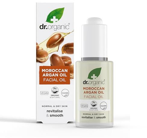Dr Organic Moroccan Argan Oil Facial Oil, Moisturising, Normal & Dry Skin, Mens, Womens, Natural, Vegan, Cruelty-Free, Paraben & SLS-Free, Organic, 30ml, Packaging may vary