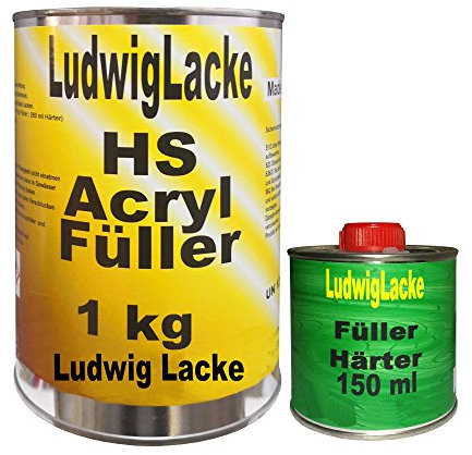 LudwigLacke 2 x 1,15 kg Acryl Füller grau Grundierung für Autolack Lackierer