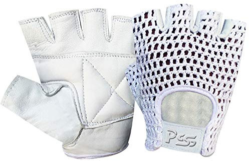 Prime Leather NET Leder FINGERLOS Handschuhe Gym Training Bus Fahren Fahrrad Handschuhe WEIß Leder-Weiss Netz CN-404 KLEIN