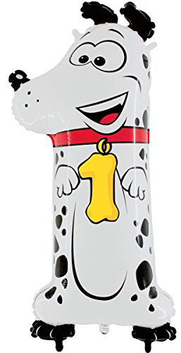Grabo 41-0WE-P Anzahl Folienballon, Weiß, Hund - Zahl: 1