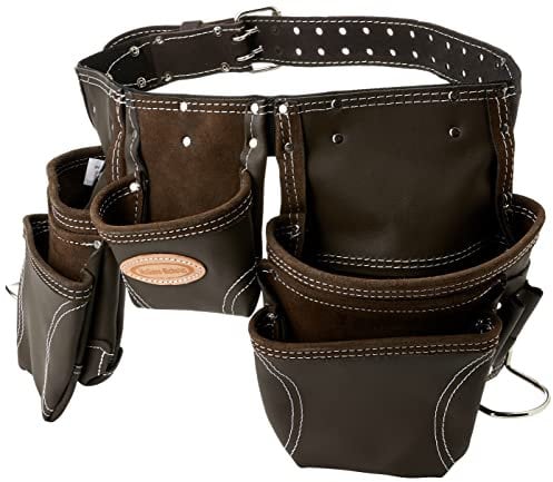 McGuire-Nicholas Tanned Leather Contractor's Apron, Durable Construction Tool Belt,Brown,One Size