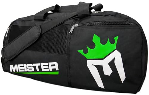Meister Borsone convertibile ventilato da palestra, ideale per il trasporto, nero/verde elettrico, nero con verde elettrico, 66 x 30,5 x 30,5 cm