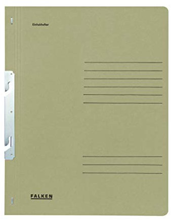 Original Falken 50er Pack Einhakhefter. Made in Germany. Aus Recycling-Karton mit ganzem Vorderdeckel und kfm. Heftung für DIN A4 grau Hefter Sammelmappe Dokumentenmappe