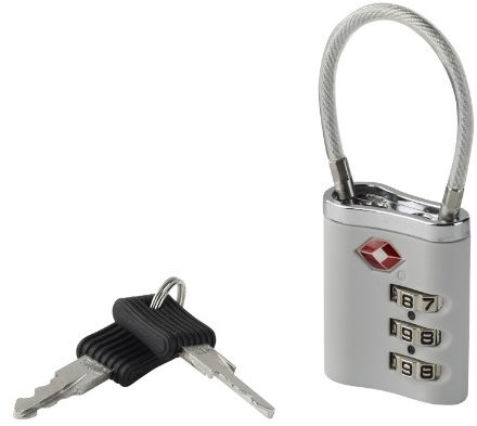 Lewis N Clarks Travel Sentry Cable Lock mit Keys Gepäckschloss, Silber