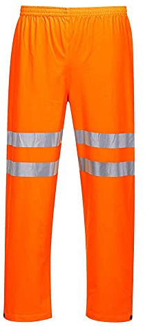 Portwest RT51 Sealtex Ultra Hi-Vis Rain Trousers Waterproof Pull-On Design | Orange, Medium, EN ISO 20471 Class 2, EN 343 Class 3:2, UPF 40+, UKCA, Regular Fit, Heat Applied Reflective Tape, Six Pockets