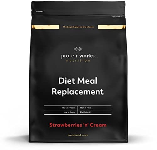 THE PROTEIN WORKS Sostituto Del Pasto Dietetico, Supporta la Perdita di Peso, Sazietà di Lunga Durata, Alto Contenuto di Proteine, 14 Servings, Panna & Fragole, 1 kg