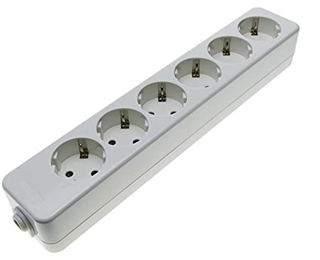 BeMatik - Base de 6 Enchufe schuko 16A 250V 3680W TT 54 x 294 x 42 mm