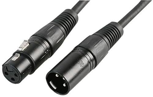 PULSE PLS00270 DMX Lead, XLR Plug, 3 Way to XLR Socket, 3 Way, 20m Black