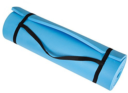 Wakeman Fitness Yogamatte, extra dick, rutschfest, Schaumstoff, strapazierfähige Übungsmatte für Fitness, Pilates und Workout, mit Tragegurt, Hellblau