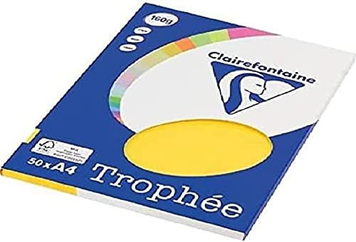 Clairefontaine 4167C - Ries Druckerpapier / Kopierpapier Clairalfa PPP, DIN A4, 160g, 50 Blatt, Kanariengelb, 1 Ries