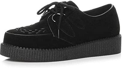 Ajvani Mens lace up Goth Punk Rockabilly Brothel Creepers Teddy boy Shoes Size 7 41, Black Suede, 7 UK