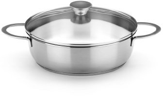 BRA Ancora - Rustidera, 26 cm, acero inoxidable 18/10, con tapa de cristal