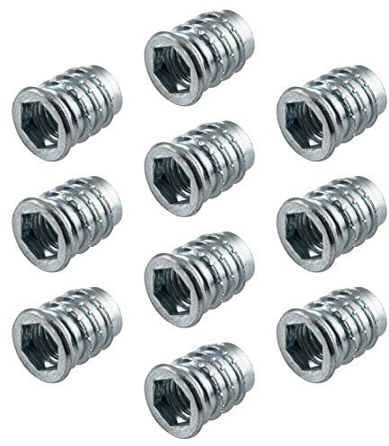 Gedotec Bussole a Vite | 100 Pezzi - Inserti Filettati in Metallo con Bordo | M10 x 20 mm | Dadi da Inserto in Acciaio Zincato | Manicotti per Viti con Attacco: Esagono Incassato