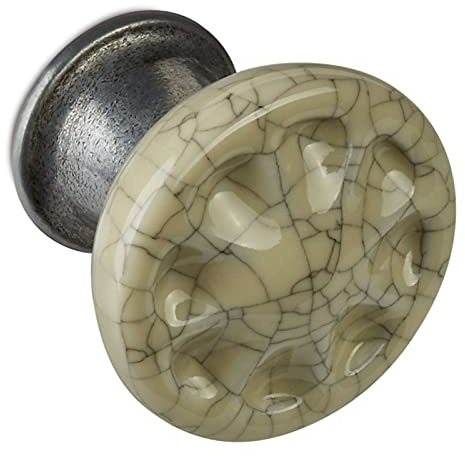SO-TECH® Meta Porzellanknopf Porzellangriff Krakeliert Altsilber Ø 33 mm