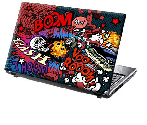 TaylorHe 15.6 inch 15 inch Laptop Skin Vinyl Decal MADE IN ENGLAND Colourful Comics Boom