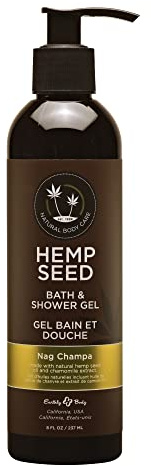 Gel Bain & Douche Chanvre, Nag Champa - 8 oz - Nettoie, Hydrate avec Huile de Chanvre, Camomille & Protéines de Blé - Vegan, Non Testé sur Animaux