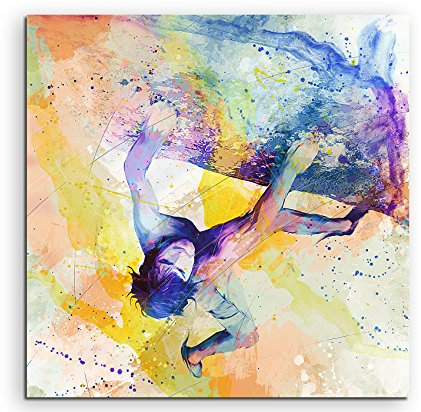 Klettern III 60x60cm Wandbild SPORTBILD Aquarell Art tolle Farben von Paul Sinus