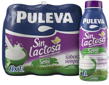 Leche Puleva Sin Lactosa Semidesnatada 1% M.G botella 1L - Pack 6 unidades