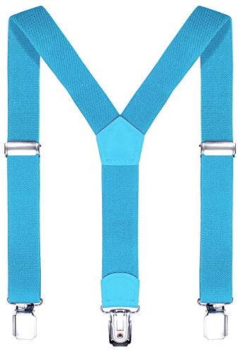 DonDon Kinder Hosenträger hellblau 2 cm schmal längenverstellbar für eine Körpergröße von 80 cm bis 110 cm bzw. 1-5 Jahre