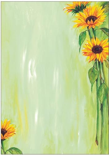SIGEL DP694 Motiv-Papier Sunflower, Briefpapier 90 g, DIN A4, 25 Blatt, aus nachhaltigem Papier