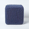 Homescapes gestrickter Sitzhocker Sitzwürfel Marineblau, Strick Sitzpuff 35 x 35 x 35 cm, Strickhocker mit grob gestricktem Bezug aus 100% Baumwolle, Füllung aus 100% Polystyrol, dunkelblau