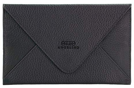 Otto Angelino portafoglio in vera pelle e porta carte di credito - portafolgio da viaggio stile-busta - scompartimenti multipli per denaro, Smartphone - Blocco di RFID - Unisex, Nero