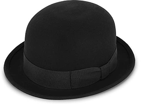 fiebig Melone mit Ripsband | Bowler Filzhut aus 100% Wolle für Damen und Herren | Klassischer Wollfilzhut Made in Italy (55-S, Schwarz)